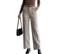 Women's Wool Blend Vintage Tweed Soft Winter Pants Fleece Lined Thermal Wide Leg Casual Dress Trouser, Classic, M