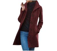 Womens Wool Coat Uk Warm Medium Length down Winter Coats Ladies Lightweight Windbreak Jacket Single-Breasted Winters Longline Trench Coats Warm Outwear Outdoor Hiking Jackets