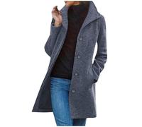 Womens Wool Coat Uk Warm Medium Length down Winter Coats Ladies Lightweight Windbreak Jacket Single-Breasted Winters Longline Trench Coats Warm Outwear Outdoor Hiking Jackets