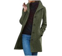 Women's Wool Coat Uk Warm Midi Length down Winter Coats Ladies Lightweight Windbreak Jacket Single-Breasted Winters Longline Trench Coats Warm Overcoat Outdoor Hiking Jackets