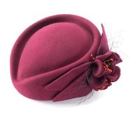 Women's Wool Felt Fascinator Hat - Wine One Size-XL
