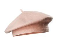 Women's Wool French Beret - Stylish, Chic & Cozy Parisian Unisex Hat for All Seasons, Pink, 7 1/4 / 7 3/8