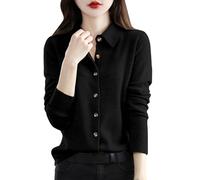 Women's Wool Knitted Cardigan Shirt Sweaters, Long Sleeve Button Down Jumper Top with Polo Collar, Soft Warm Collared Knitwear Blouse for Autumn Winter Casual Work Office Cardigans for Women UK Warm