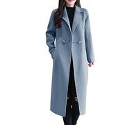 Women's Wool Long Coat, Double-Breasted Slim Fit Overcoat, Elegant Casual Lapel Winter Jacket, Ladies Warm Formal Outerwear, Fashionable Longline Woolen Overcoat for Women