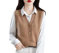 Women's Wool V-Neck Button Sleeveless Cardigan Knit Vest