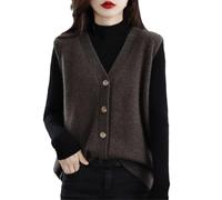 Women's Wool V-Neck Button Sleeveless Cardigan Knit Vest Apricot