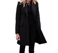 Women's Woolen Coat Jacket Winter Mid-Length Wool Lapels Look Thin Solid Color Slim Trench Coat Leisure Exquisite Fashion Long-Sleeved Suit Collar Double-Breasted Nizi Jacket Windbreaker Coat Sale