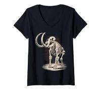 Womens Woolly Mammoth Skeleton Ice Age Fossil V-Neck T-Shirt