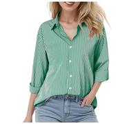 Women's Work Blouse Striped Long Sleeve Shirt Lapel Collar Casual Chic And Elegant Everyday Classics Going Through Comfortable Simple Basic Loose Fit Shirt