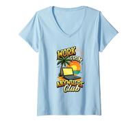 Womens Work from Anywhere Club Remote Work V-Neck T-Shirt