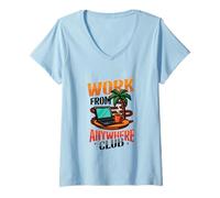 Womens Work from Anywhere Club Remote Work V-Neck T-Shirt