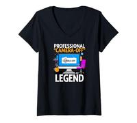 Women's Work from Home Professional Camera Off Legend Humor V-Neck T-Shirt