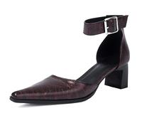 Womens Work Heels Chunky Block Heel Adjustable Strap Pointed Toe Wide Fit Pumps Comfortable Office Footwear Business Dress Shoes,Red,5 UK