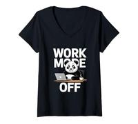 Women's Work Mode Off Funny Panda Office Mood Vibes V-Neck T-Shirt