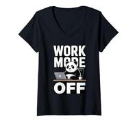 Women's Work Mode Off Funny Panda Office Mood Vibes V-Neck T-Shirt