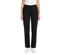 Womens Work Pants Nursing Uniforms Elastic Waisted Long Trousers Scrub Nurse Pants Healthcare Performance Workwear Loose Fit Full Length Straight Leg Trousers with Pockets Black