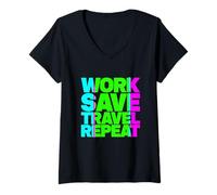 Women's Work Save Travel Repeat V-Neck T-Shirt
