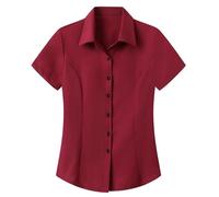 Womens Work Shirts Tops, Women's Short Sleeve Button Down Dress Shirt Fitted Stretch Smart Casual Business Office Work Oxford Shirts Blouses Ladies Daily Wear