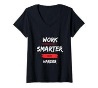 Women's Work Smarter Not Harder Motivational Quote V-Neck T-Shirt