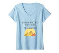 Womens Work So Hard People Think Aliens Did It Egypt Motivational V-Neck T-Shirt