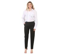 Womens Work Trousers Bi Stretch Elasticated Pocket Trousers Ladies Pants Bi Stretched Trouser Pockets On Either Side Half Elasticated Waist Straight Leg Style Formal Work Bottoms Black-22-S