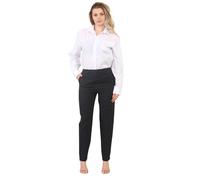 Womens Work Trousers Bi Stretch Elasticated Pocket Trousers Ladies Pants Bi Stretched Trouser Pockets On Either Side Half Elasticated Waist Straight Leg Style Formal Work Bottoms Navy-14-L