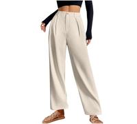 Womens Work Trousers Casual High Waist Wide Straight Leg Pants Solid Color Baggy Quick Dry Suit Work Trousers Ladies Trouser Size 14 Ladies Chinos Size 14 Beige XL