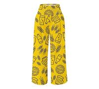Women's Work Trousers, Wide Legs Trousers, Latex Trousers, Red, gold, 3XL