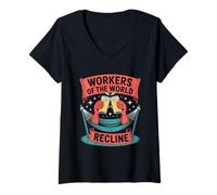Womens Workers of the World Recline Labor Day V-Neck T-Shirt