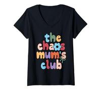 Womens Working Mothers - CEO Busy Tired Funny The Chaos Mums Club V-Neck T-Shirt