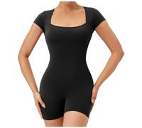 Women's Workout Jumpsuits Scrunch Butt Bodysuit Yoga Gym Bodycon Fitness Sexy Backless Playsuit Short Sleeve One-Piece Sleeveless Sports Romper Stretch Jumpsuit Sport Workout Overall Short, black, M