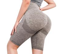 Womens Workout Yoga Fitness Sport Gym High Waist Tummy Control Bum Butt Lift Yoga Shorts (UK, Alpha, M, Regular, Regular, Brown)