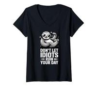 Women's Workplace Sarcasm Dont Let Idiots Ruin Your Day V-Neck T-Shirt