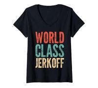 Womens World Class Jerkoff - Funny Saying Sarcastic Humor Novelty V-Neck T-Shirt