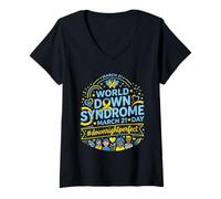 Women's World Down Syndrome Day 21st March 2026 Down Right Perfect V-Neck T-Shirt
