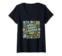 Women's World Down Syndrome Day 21st March 2026 Down Right Perfect V-Neck T-Shirt