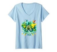 Women's World Map Binoculars Trek Explorer Nature Wanderer V-Neck T-Shirt