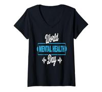 Womens World Mental Health Day Awareness Support V-Neck T-Shirt