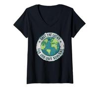 Women's World Ocean Day. Our Power, Our Planet. Save Earth. Nature V-Neck T-Shirt
