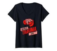 Womens World Trauma Day Mental Health Awareness Advocacy V-Neck T-Shirt