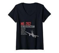 Womens World War 2 German Aircraft ME 262 Fighter Jet V-Neck T-Shirt