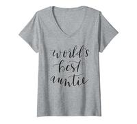 Womens World's Best Auntie T-Shirt Women's Funny Nephew Aunt Niece V-Neck T-Shirt
