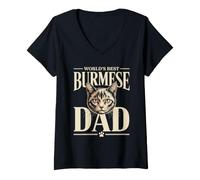 Women's World's Best Burmese Dad Owner Lover V-Neck T-Shirt