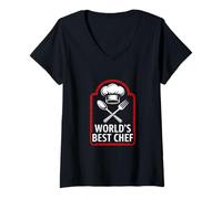 Womens World's Best Chef Cooking Baking Chef Foodie V-Neck T-Shirt