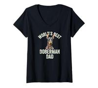 Women's World's Best Doberman Dad Cool Doberman Pinscher Daddy V-Neck T-Shirt