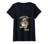 Women's World's Best Great Dane Mom Funny Great Dane Mama V-Neck T-Shirt
