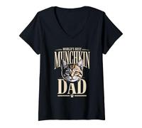 Women's World's Best Munchkin Dad Owner Lover V-Neck T-Shirt