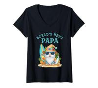Women's World's Best Papa Surfer V-Neck T-Shirt
