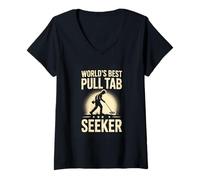 Women's Worlds Best Pull Tab Seeker Metal Detecting Hunter V-Neck T-Shirt