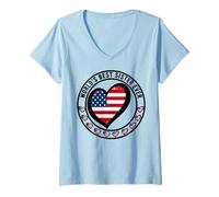Womens World's Best Sister Ever Lucky To Be American Girl Lady Kid V-Neck T-Shirt